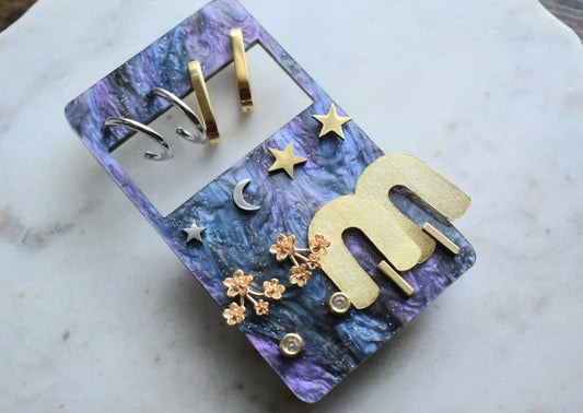 Earring Travel Card Organizer: 12 / Cutout 6 rows